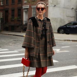 Halogen X Atlantic-Pacific Bow Detail Plaid Coat